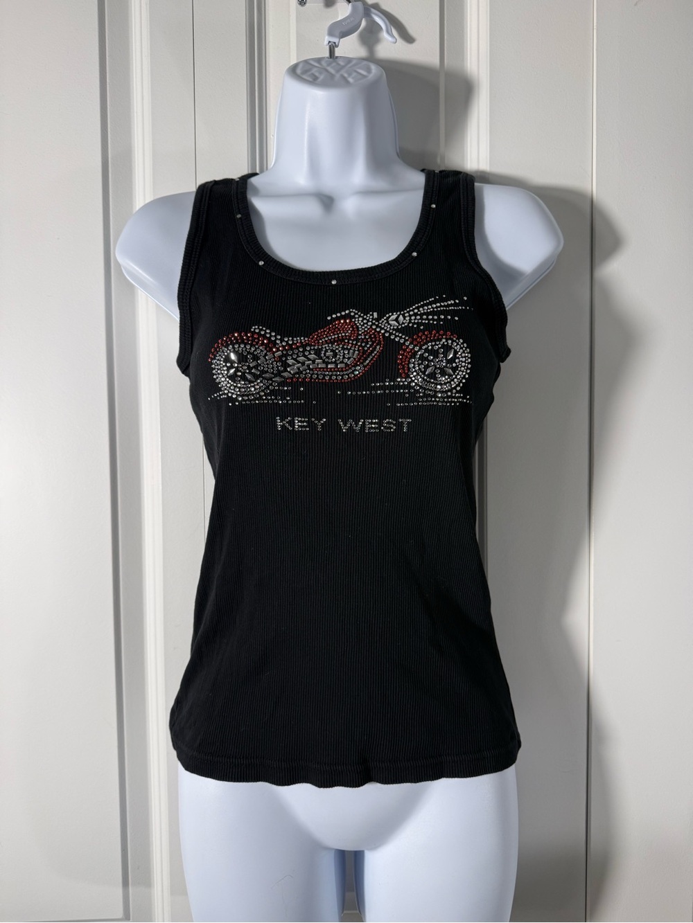 Key West Black Rhinestone Motorcycle Tank Top - Picture 4 of 6